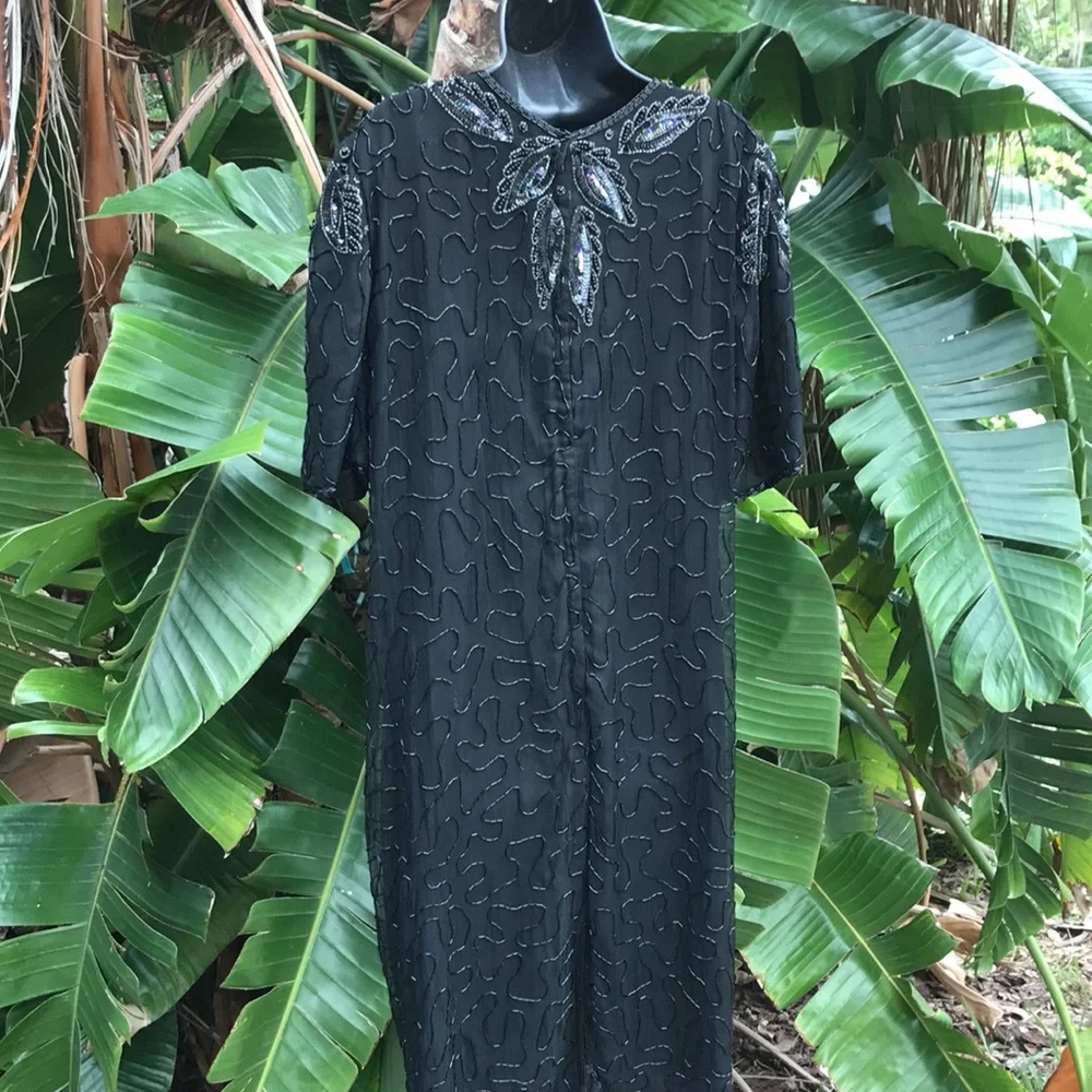 Vintage pure silk beaded and sequin dress